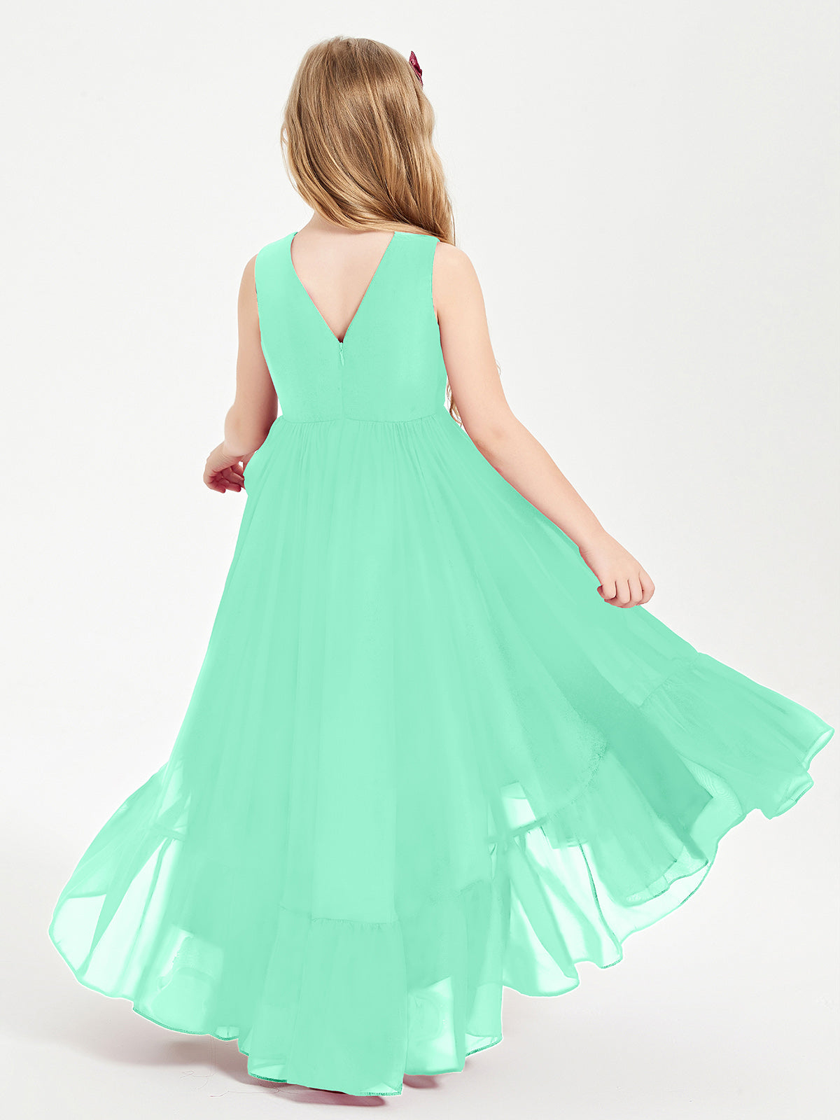 Cascading Skirt Boho Dresses for Junior Bridesmaids Turquoise